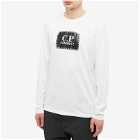 C.P. Company Men's Long Sleeve Patch Logo T-Shirt in Gauze White