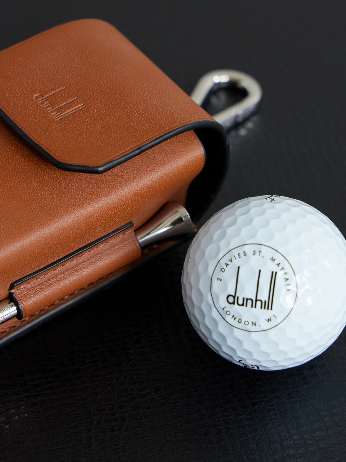 Dunhill - Double Golf Ball With Leather Case - Brown