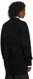 We11done Black All Over Graffiti Cardigan