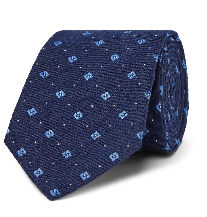 Photo: Turnbull & Asser - 8cm Slub Silk-Jacquard Tie - Blue