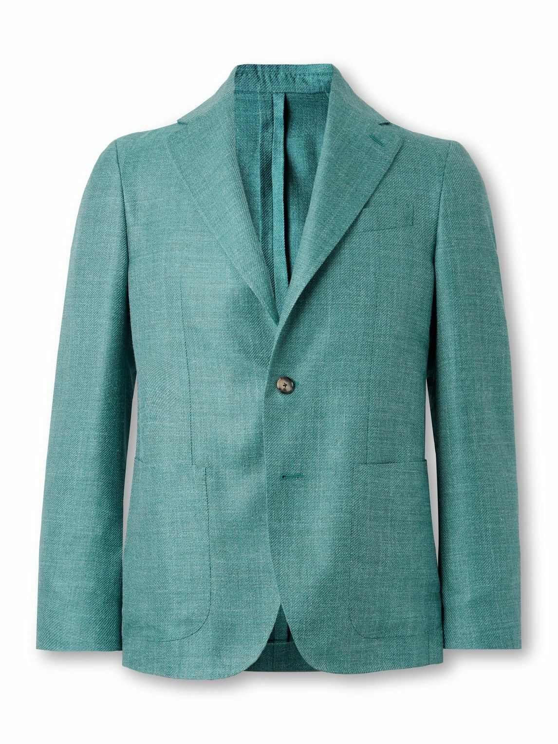 Caruso - Wool, Silk and Linen-Blend Blazer - Blue