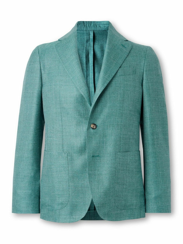 Photo: Caruso - Wool, Silk and Linen-Blend Blazer - Blue