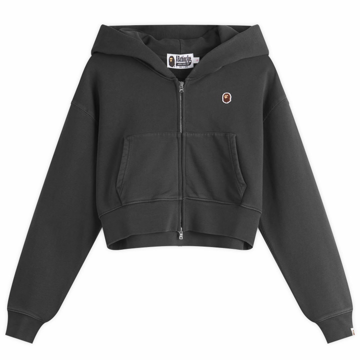 Photo: A Bathing Ape Women's Pigment Dyed One Point Crop Zip Hoodie in Black
