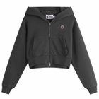 A Bathing Ape Women's Pigment Dyed One Point Crop Zip Hoodie in Black