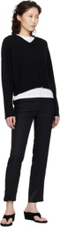 Loulou de Saison Black Anzor LDS Cashmere V Neck Sweater