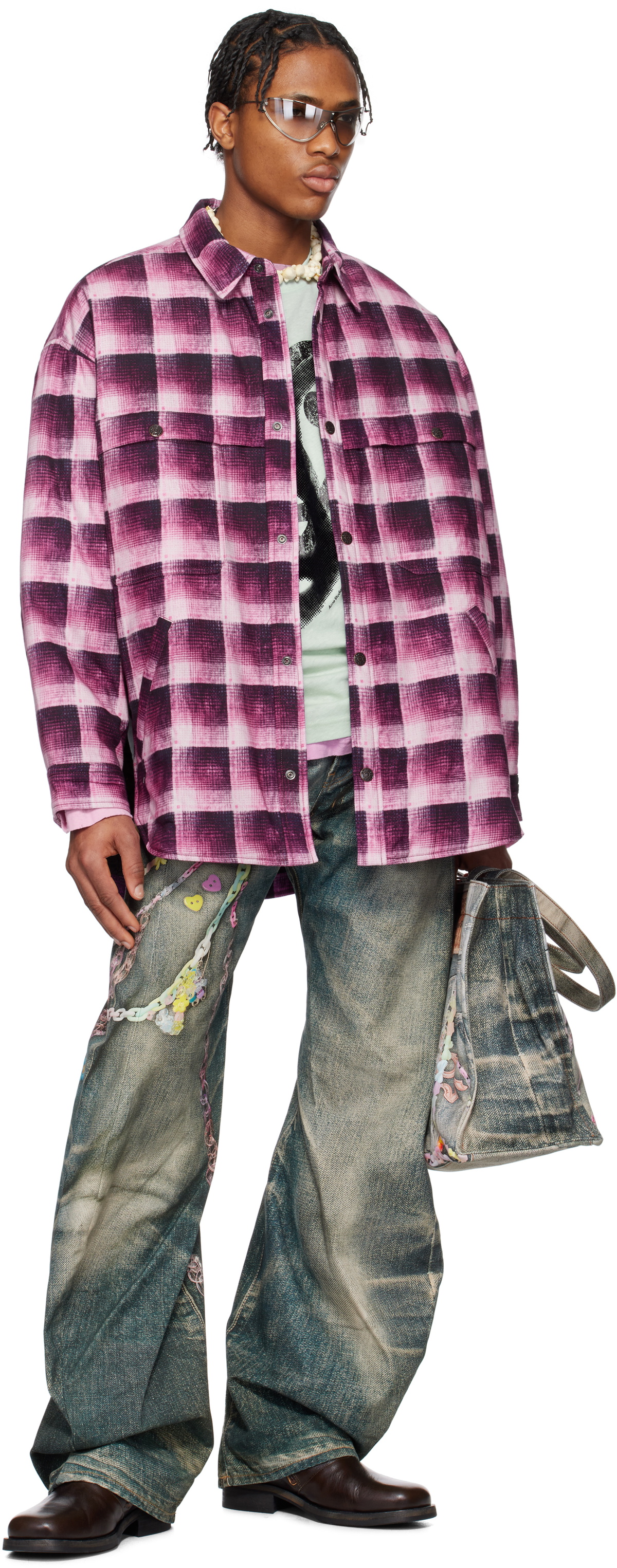 Acne Studios Pink Check Button-Up Shirt Acne Studios