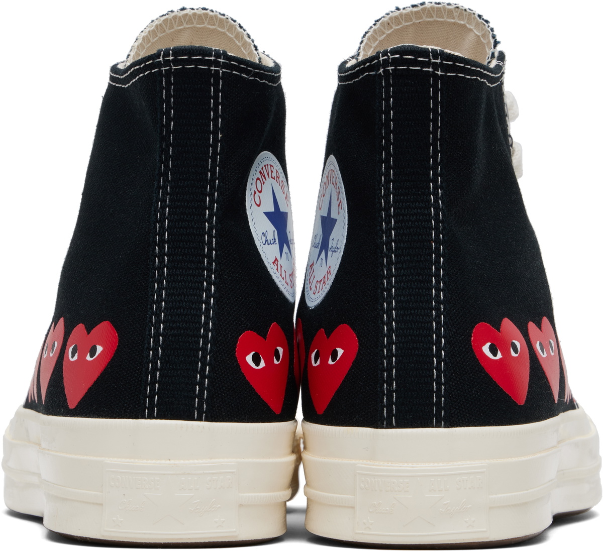 COMME des GARÇONS PLAY Black Converse Edition Chuck 70 Multi Heart Sneakers