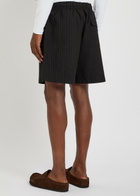 Studio Nicholson Pinstriped Cotton and Wool-blend Shorts Black
