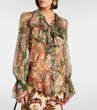 Etro Printed ruffled silk blouse