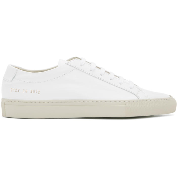 Photo: Common Projects White and Grey Achilles Low Sneakers 