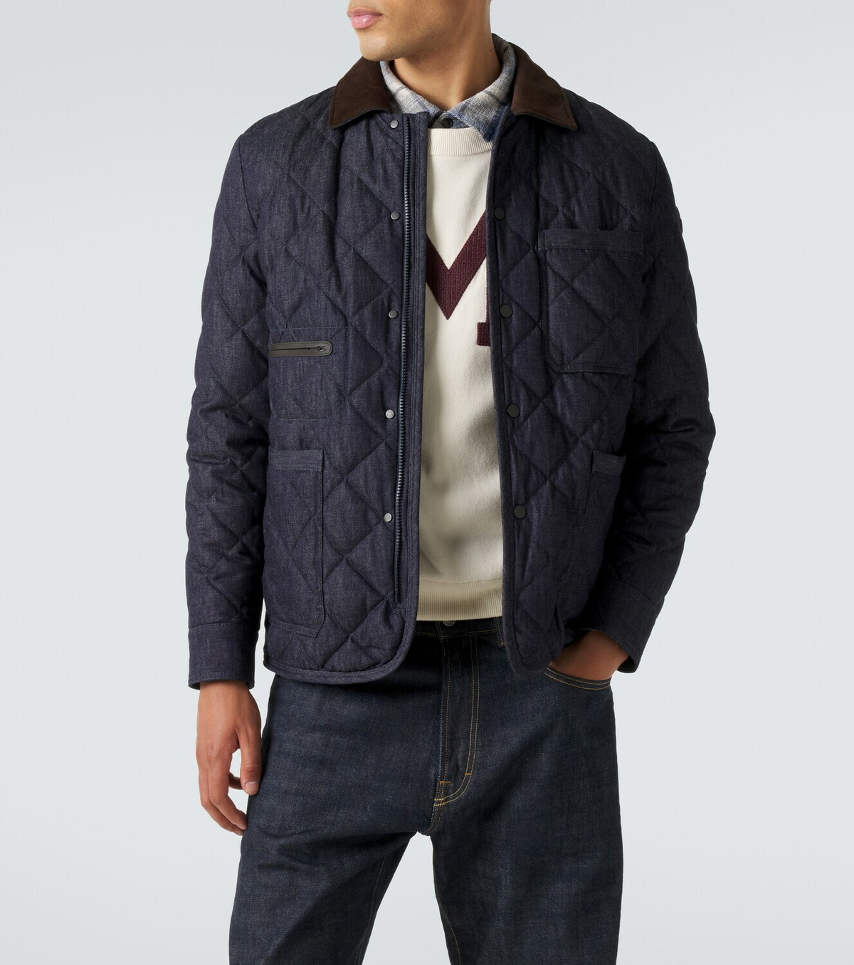 Moncler Quilted denim down jacket