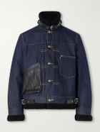 Sacai - Levi's Plush and Leather-Trimmed Denim Jacket - Blue