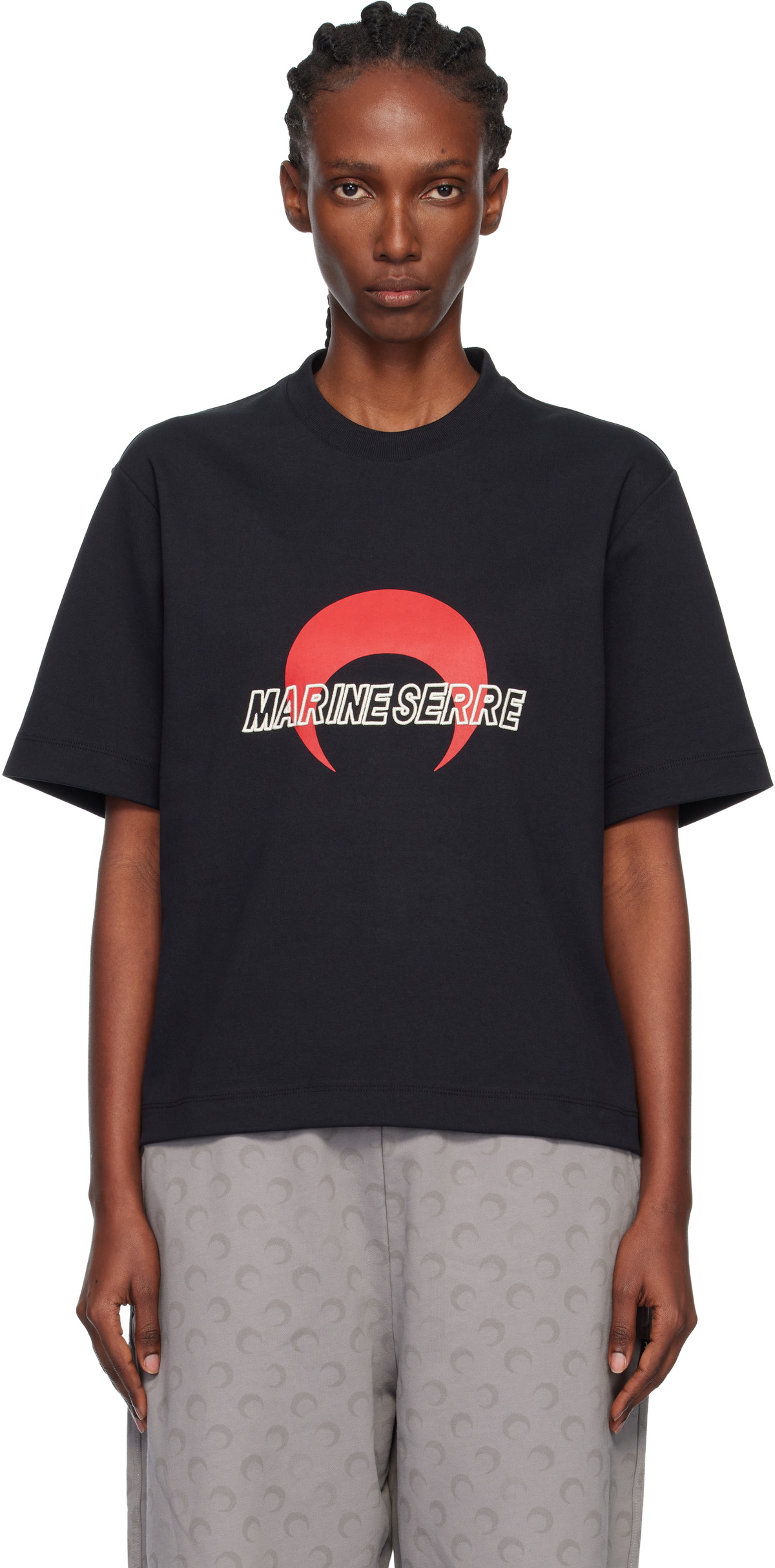 Marine Serre Black MS Sports Jersey Relaxed T-shirt