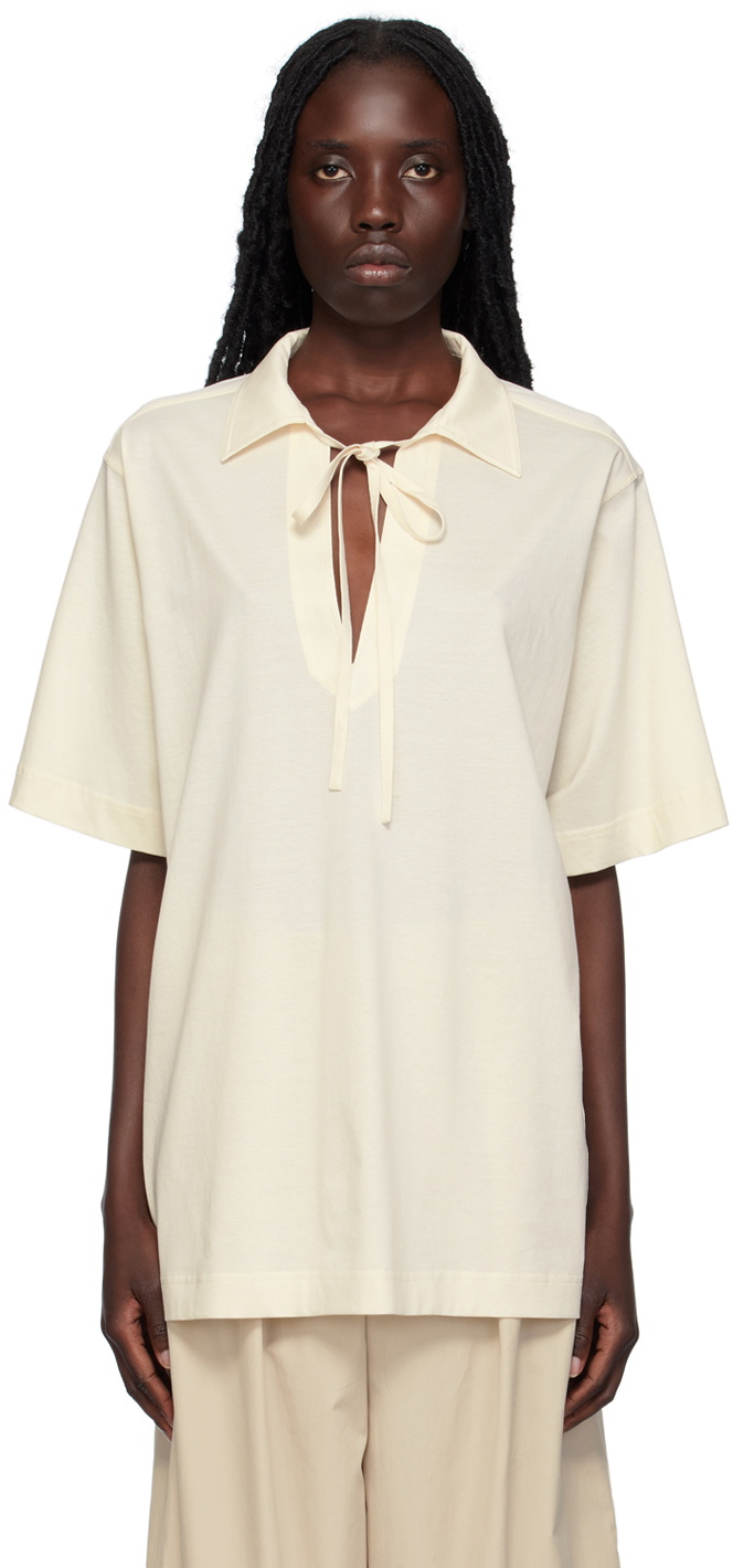 TOTEME Off-White Self-Tie Polo