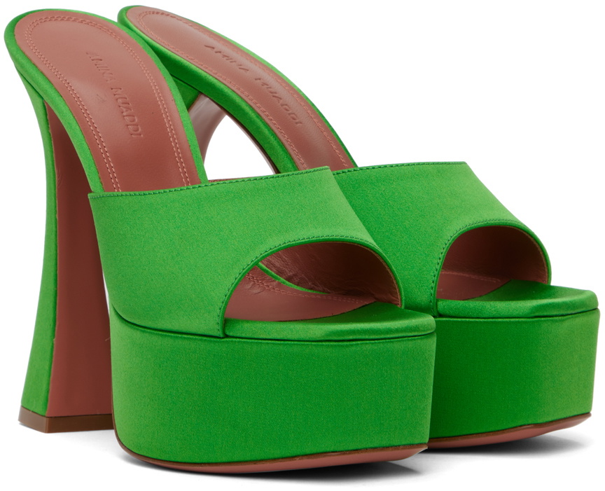 Amina Muaddi Green Dalida Plateau Heeled Sandals