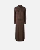 Pinko Long Satin Shirt Dress Brown Africa Earth