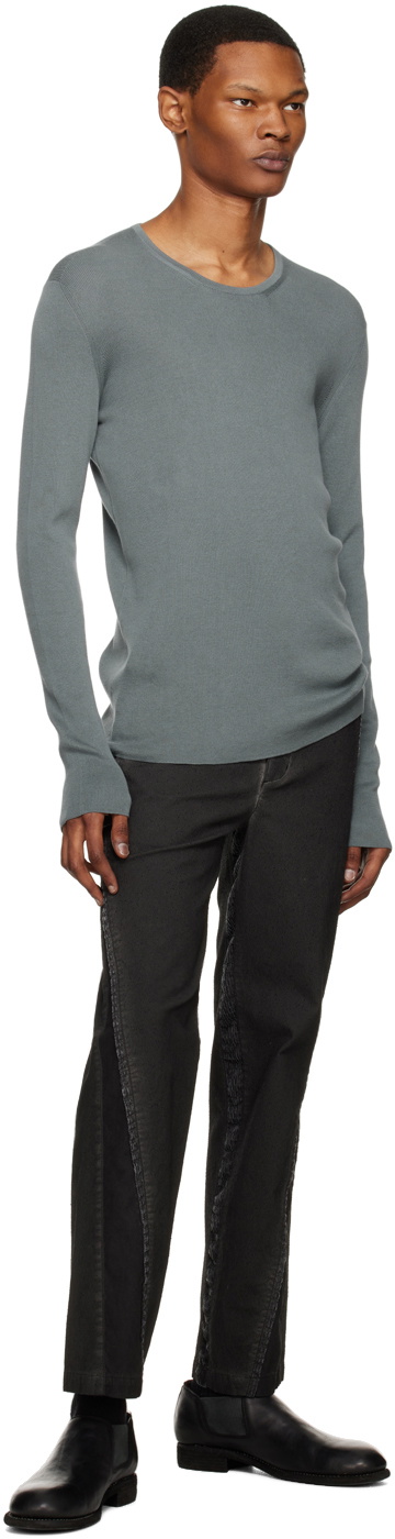 Label Under Construction Blue Ribbed Sweater