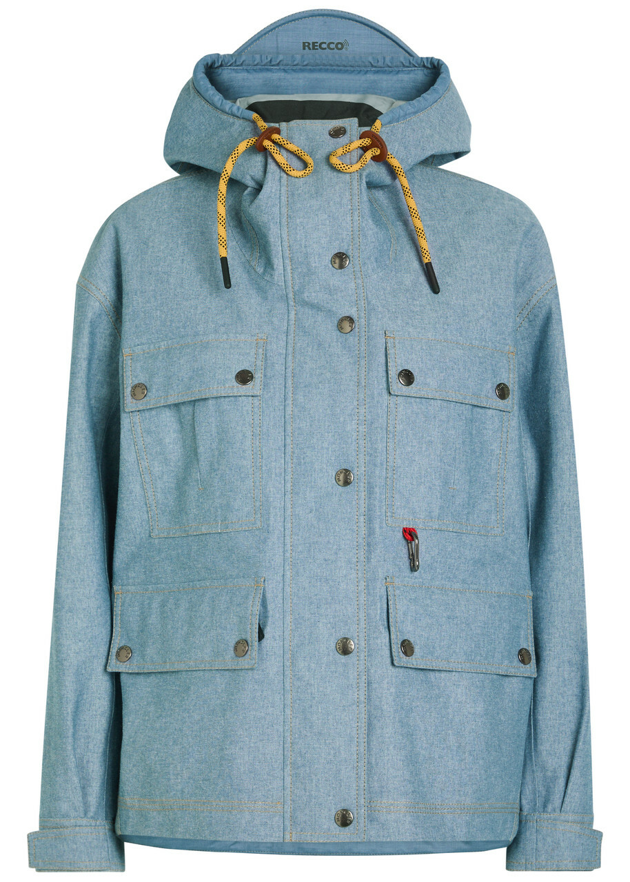 Moncler Beziers Waterproof Hooded Denim Jacket Mid Blu