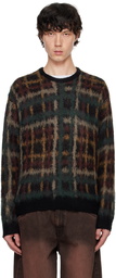 Dime Black Plaid Mohair Knit Sweater