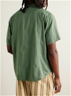 Corridor - Camp-Collar Striped Cotton-Blend Seersucker Shirt - Green