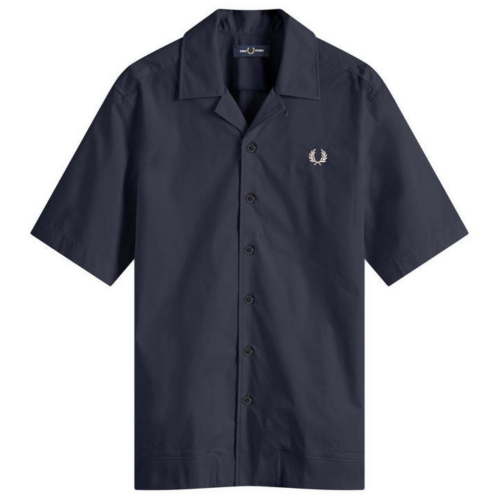 Photo: Fred Perry Men's Ribbed Hem Vacation Shirt in Navy