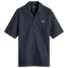 Fred Perry Men's Ribbed Hem Vacation Shirt in Navy