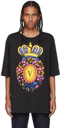 Versace Jeans Couture Black Multicolor V-Emblem T-Shirt