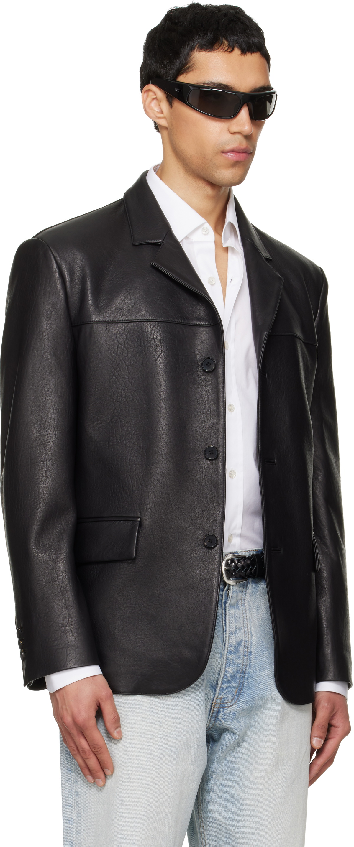 TONYWACK Black Vintage Lamb Leather Blazer