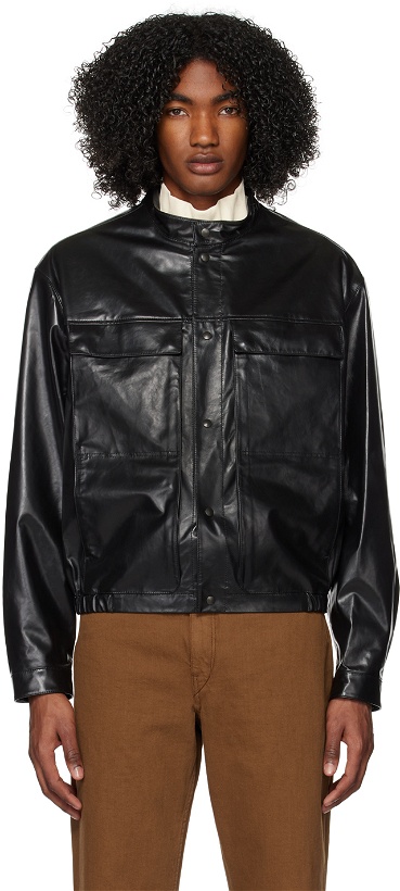 Photo: LEMAIRE Black Band Collar Leather Jacket