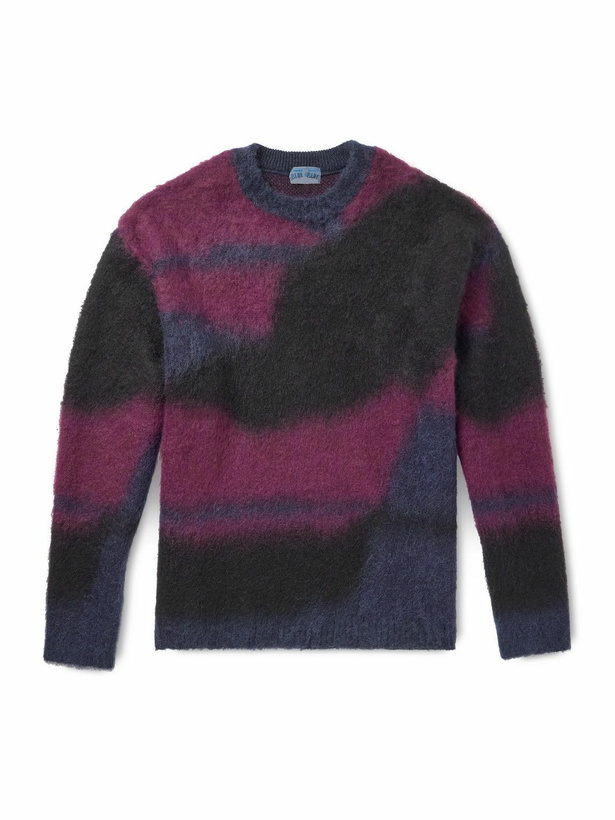 Photo: Blue Blue Japan - Dégradé Brushed Jacquard-Knit Sweater - Blue