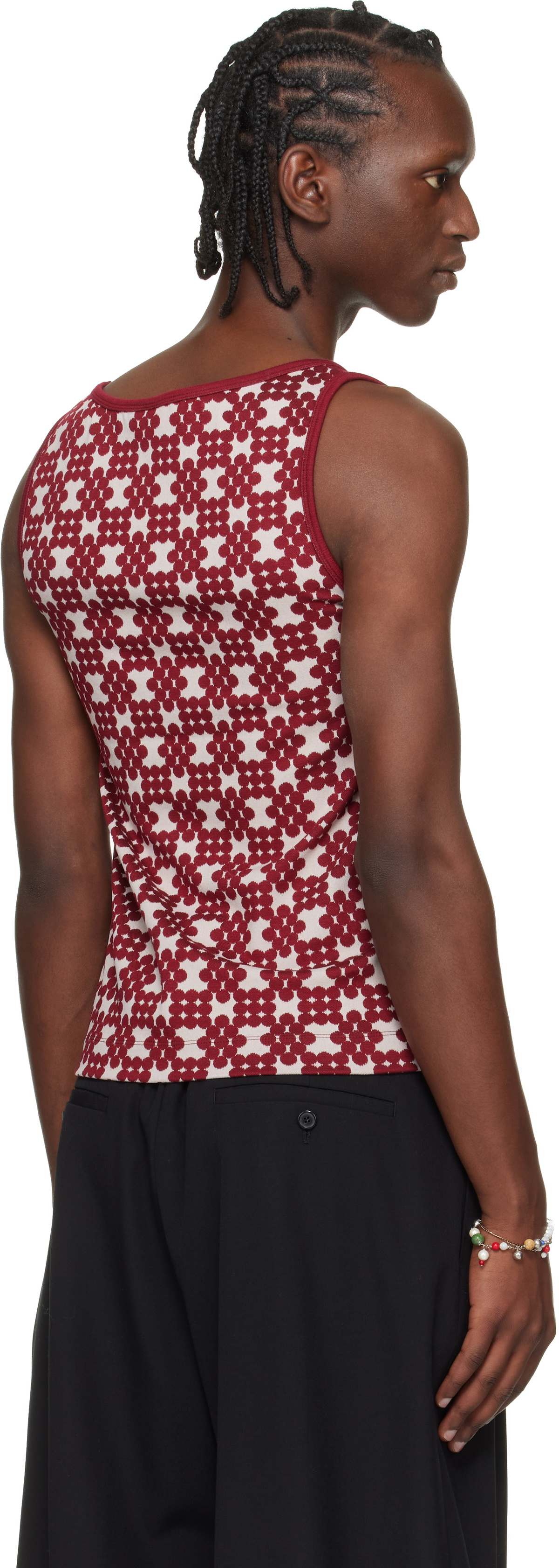 Dries Van Noten Off-White & Red Jacquard Tank Top