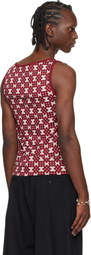 Dries Van Noten Off-White & Red Jacquard Tank Top
