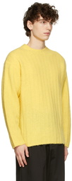 AURALEE Yellow Wide Rib Knit Crewneck