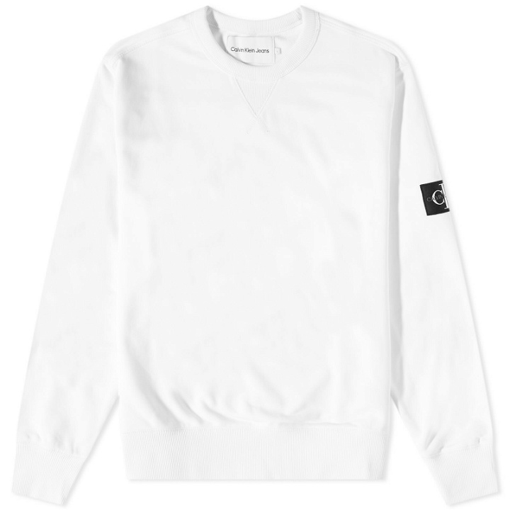 Photo: Calvin Klein Men's Monogram Sleeve Badge Crew Sweat in Bright White