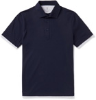 Brunello Cucinelli - Slim-Fit Layered Cotton-Jersey Polo Shirt - Blue
