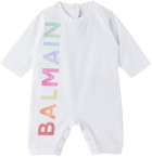 Balmain Baby White Crewneck Jumpsuit
