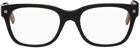 ZEGNA Black Shiny Rectangular Glasses