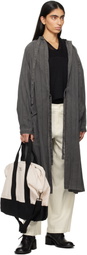 Y's Off-White & Black Canvas Combi Boston Tote