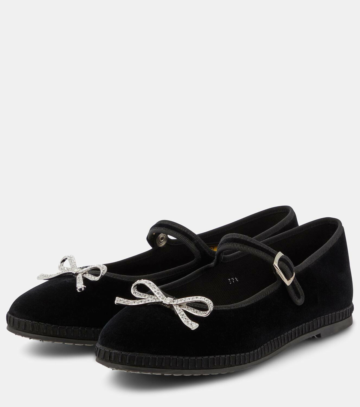 Giambattista Valli Bow-detail velvet ballet flats