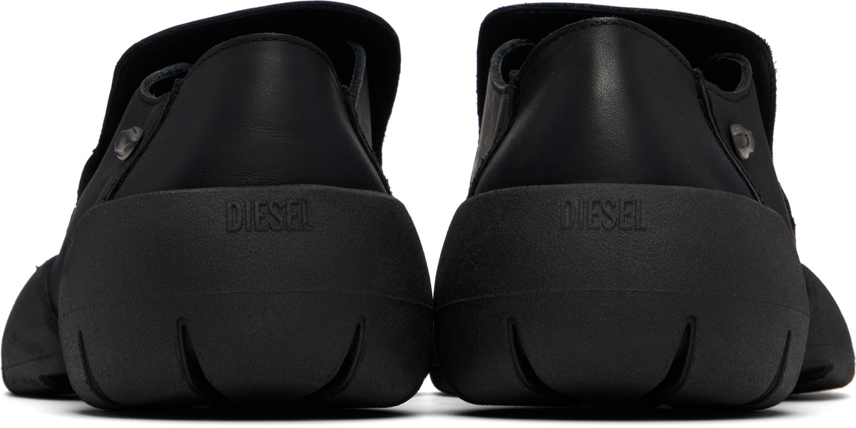 Diesel Black D-Mathieu-Brushed Leather Sneakers