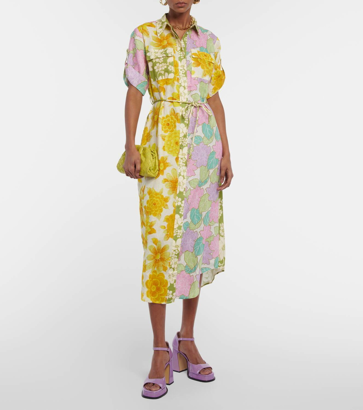 Almais Elora patchwork linen shirt dress ALMAIS