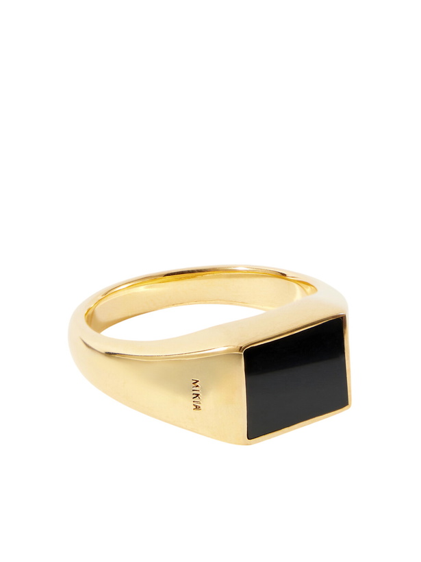 Photo: Mikia - Gold-Plated Sterling Silver Onyx Ring - Gold