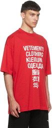 VETEMENTS Red 'Vetements Translation' T-Shirt