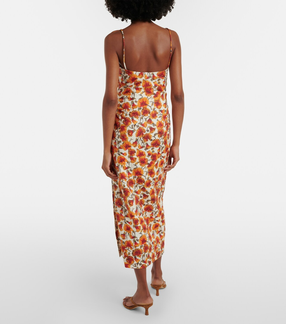 SIR Floral linen midi dress