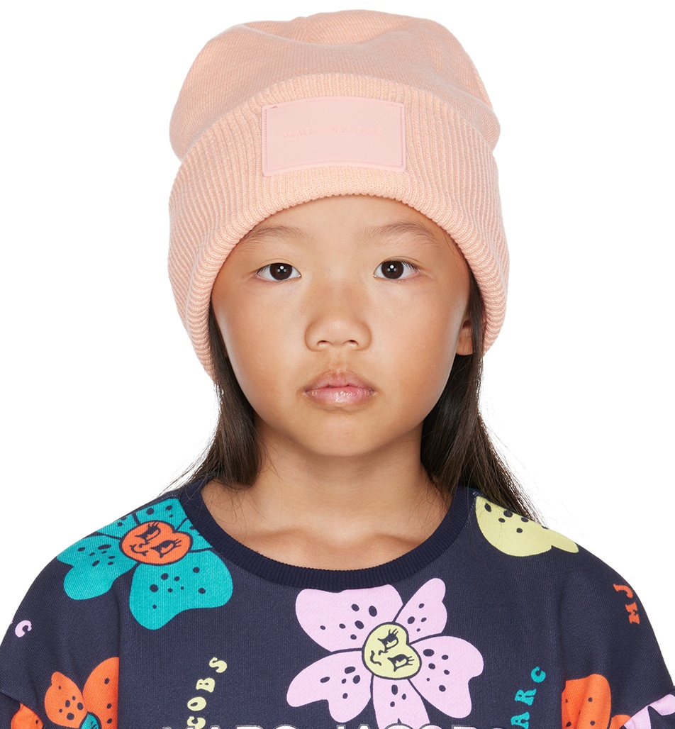 Jacobs Pink Marc Jacobs Beanie Marc Patch Logo Kids