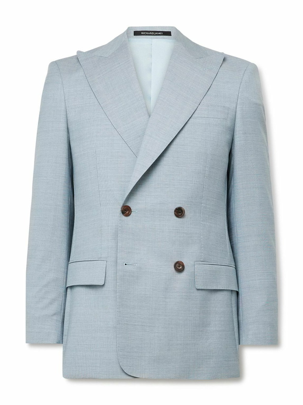 Photo: Richard James - Hepworth Double-Breasted Wool Suit Jacket - Blue