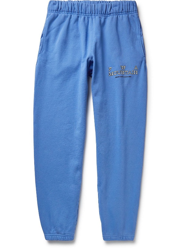 Photo: FRIENDS WITH ANIMALS - Tapered Logo-Print Cotton-Jersey Sweatpants - Blue