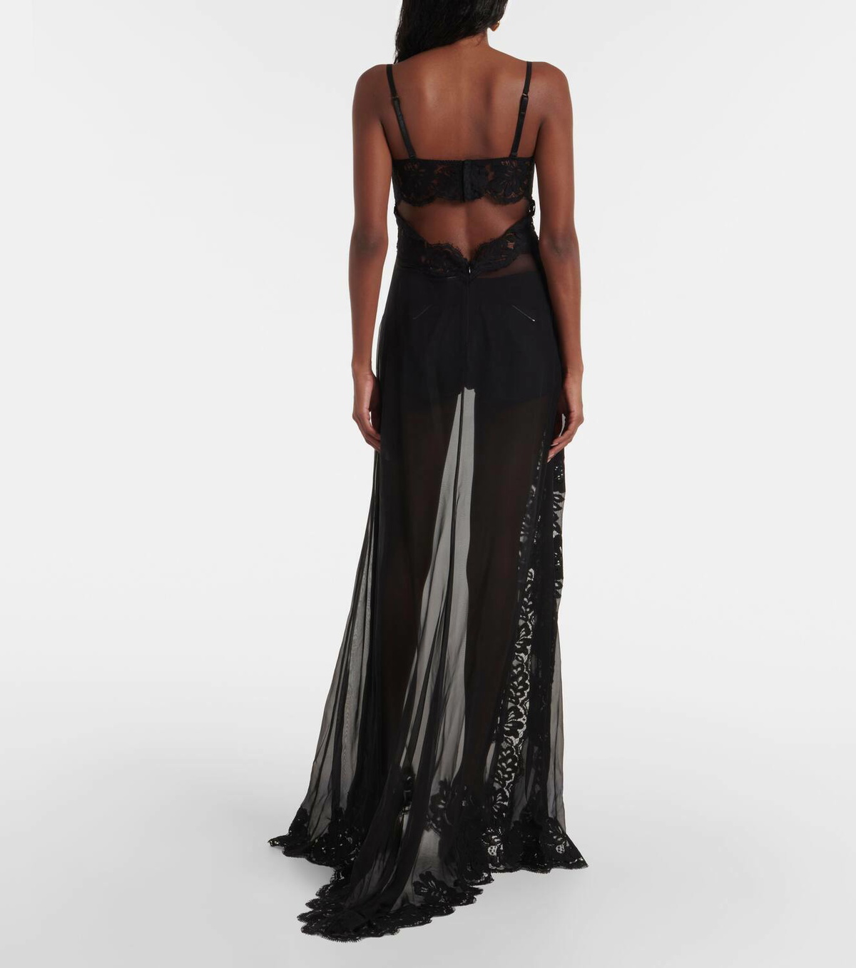 Dolce&Gabbana Silk-blend chiffon and lace corset dress