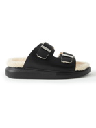 Alexander McQueen - Shearling-Lined Leather Sandals - Black
