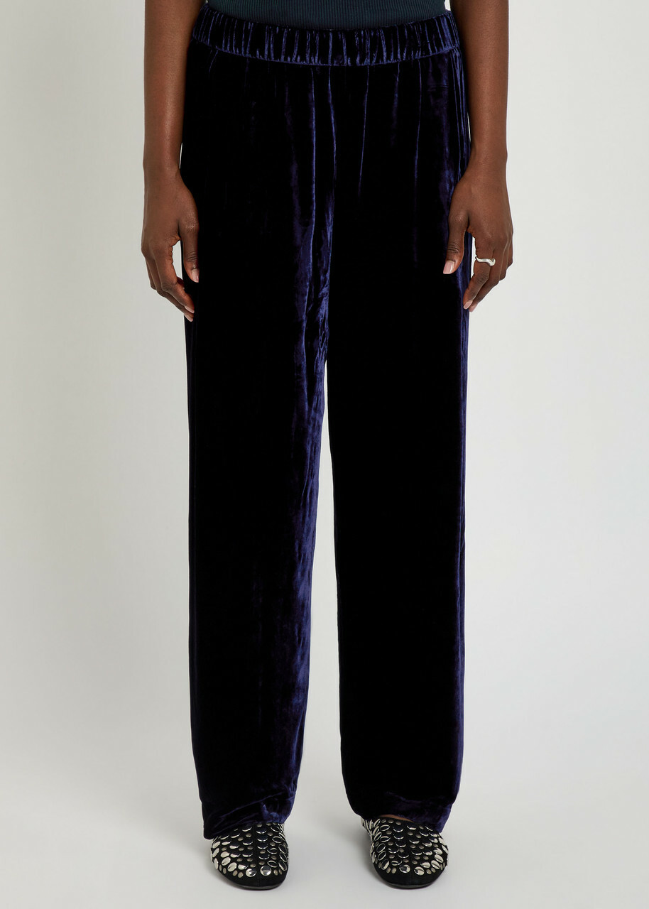 Eileen Fisher Straight-leg Velvet Trousers Dark Blue